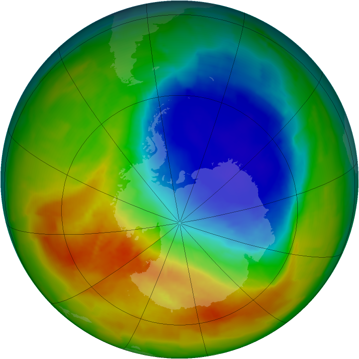 Antarctic ozone map for 17 October 2012
